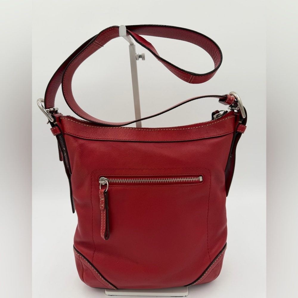 Coach Red Leather Hobo Shoulder Bag F12820 | Classic Minimalist